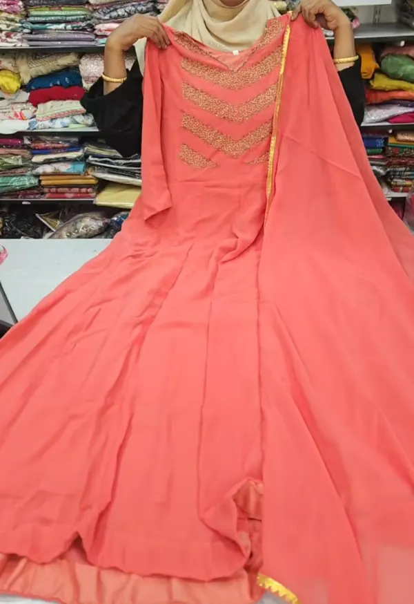 Heavy Handwork Long Anarkali Kurti with Dupatta | KS1222